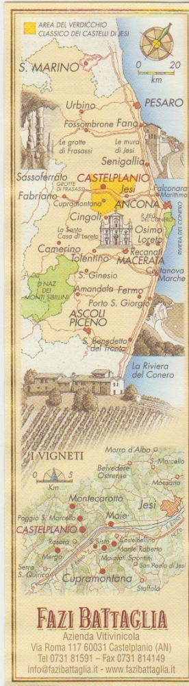 Etiqueta Vino Verdicchio dei Castelli di Jesi Italiano Fazi Battaglia
